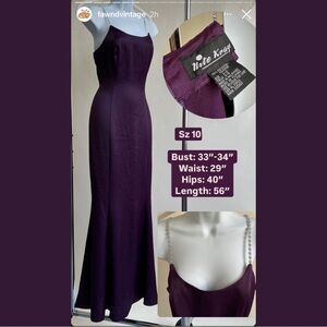 90s purple maxi dress with silver bead straps.